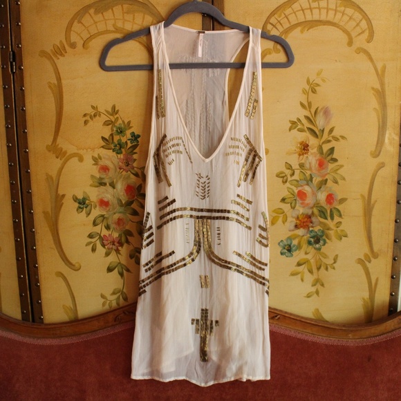 Free People Dresses & Skirts - 🌼Free People Beaded Embellished Tunic Slip Tank